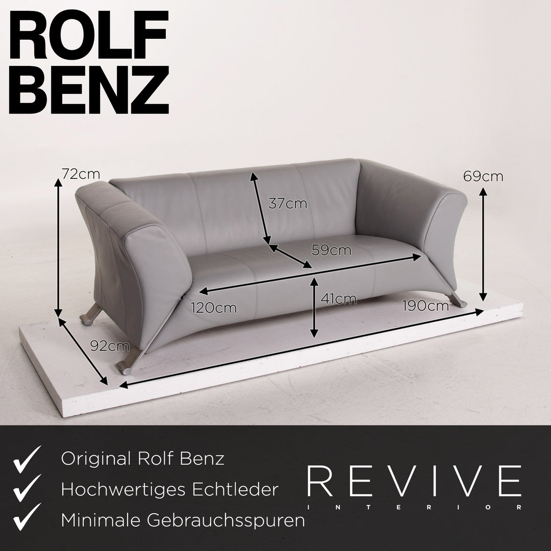 Rolf Benz 322 leather sofa set gray 1x two-seater 1x armchair #15508