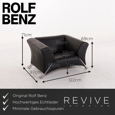 Rolf Benz 322 Leder Sofa Garnitur Schwarz 1x Dreisitzer 1x Sessel Couch #12549