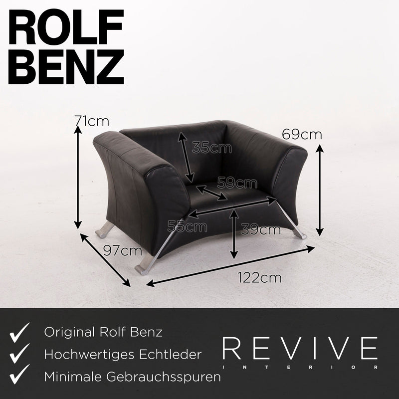 Rolf Benz 322 Leder Sofa Garnitur Schwarz 1x Dreisitzer 1x Sessel Couch 