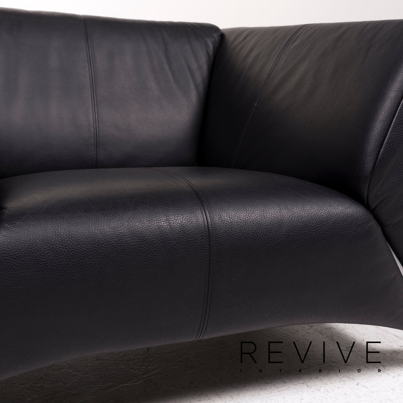 Rolf Benz 322 Leder Sofa Garnitur Schwarz 1x Dreisitzer 1x Sessel Couch 