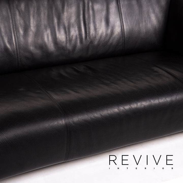 Rolf Benz 322 Leder Sofa Garnitur Schwarz 1x Dreisitzer 1x Zweisitzer Couch #14238