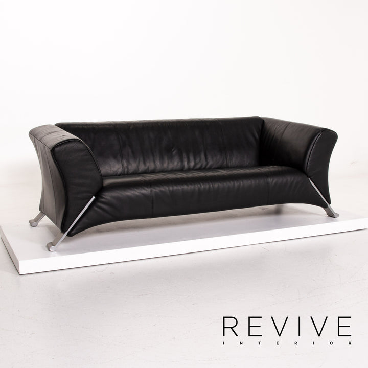 Rolf Benz 322 Leder Sofa Garnitur Schwarz 1x Dreisitzer 1x Zweisitzer Couch #14238