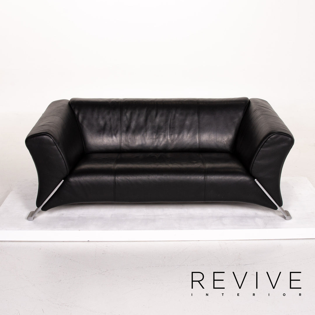 Rolf Benz 322 Leder Sofa Garnitur Schwarz 1x Dreisitzer 1x Zweisitzer Couch #14238