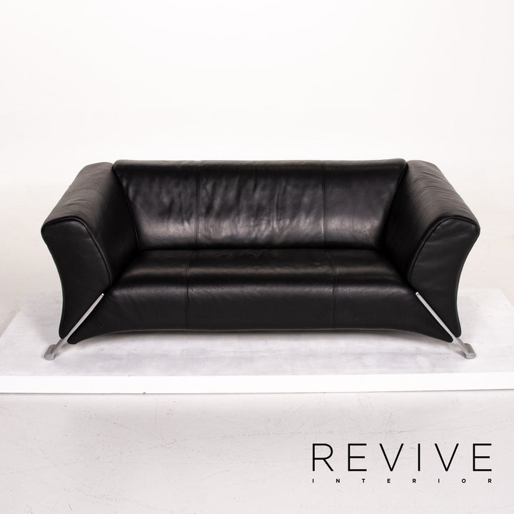 Rolf Benz 322 Leder Sofa Garnitur Schwarz 1x Dreisitzer 1x Zweisitzer Couch #14238