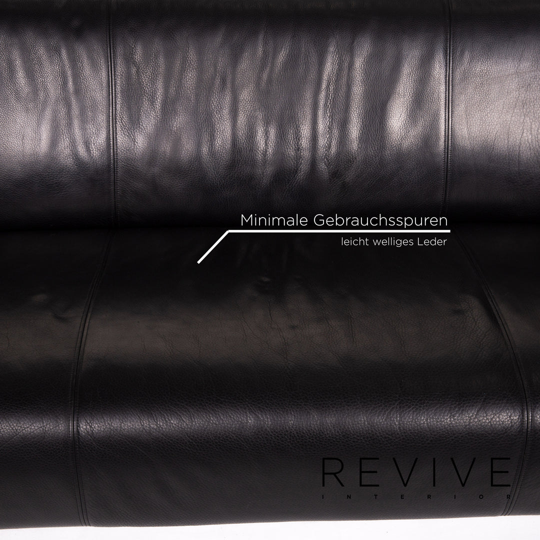 Rolf Benz 322 Leder Sofa Garnitur Schwarz 1x Dreisitzer 1x Zweisitzer Couch #14238