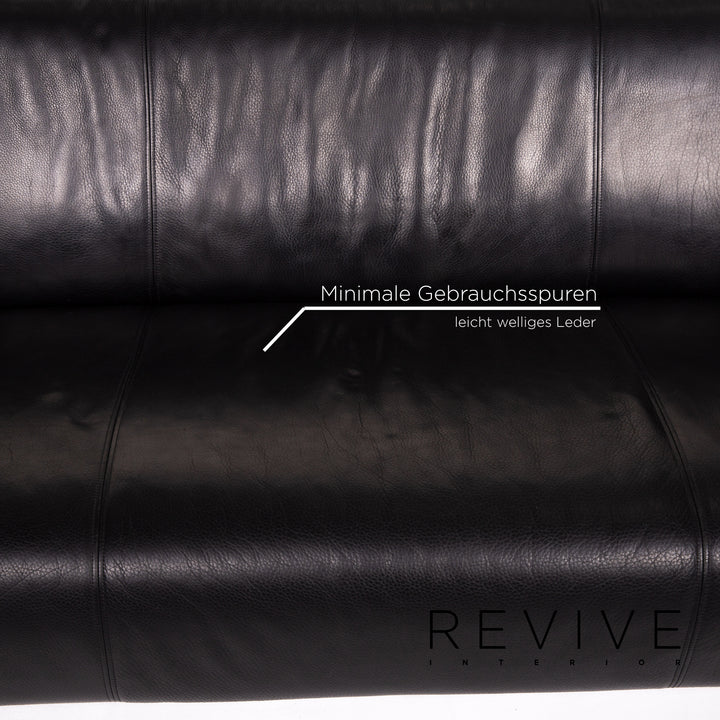 Rolf Benz 322 Leder Sofa Garnitur Schwarz 1x Dreisitzer 1x Zweisitzer Couch #14238