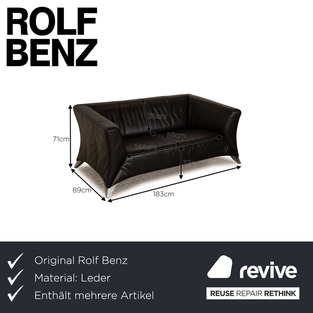 Rolf Benz 322 Leder Sofa Garnitur Schwarz 2x Zweisitzer Couch