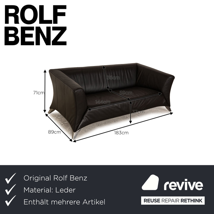 Rolf Benz 322 Leder Sofa Garnitur Schwarz 2x Zweisitzer Couch