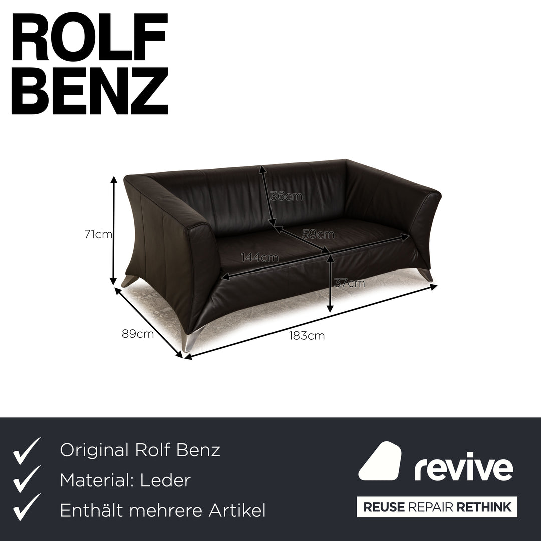Rolf Benz 322 Leder Sofa Garnitur Schwarz 2x Zweisitzer Couch