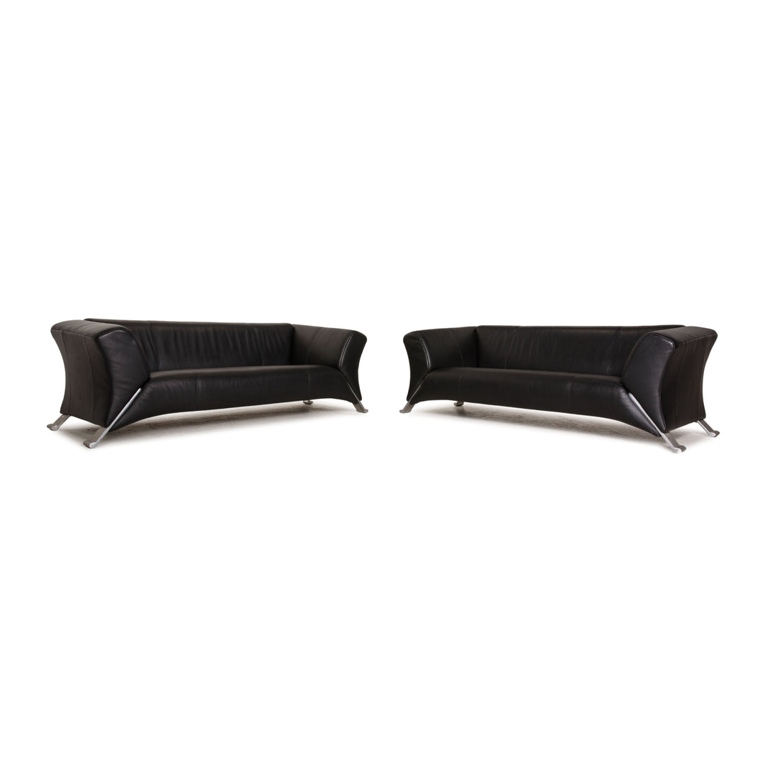 Rolf Benz 322 Leder Sofa Garnitur Schwarz 2xZweisitzer Couch