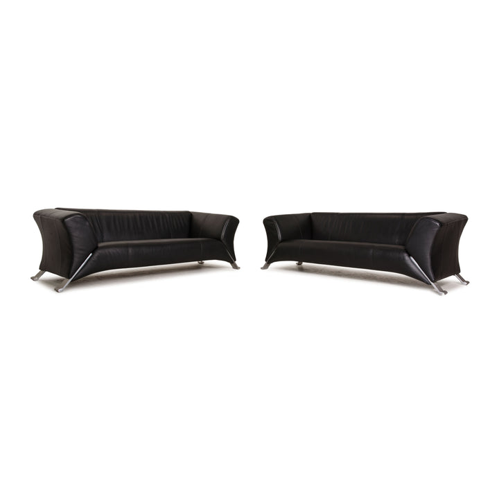 Rolf Benz 322 Leder Sofa Garnitur Schwarz 2xZweisitzer Couch
