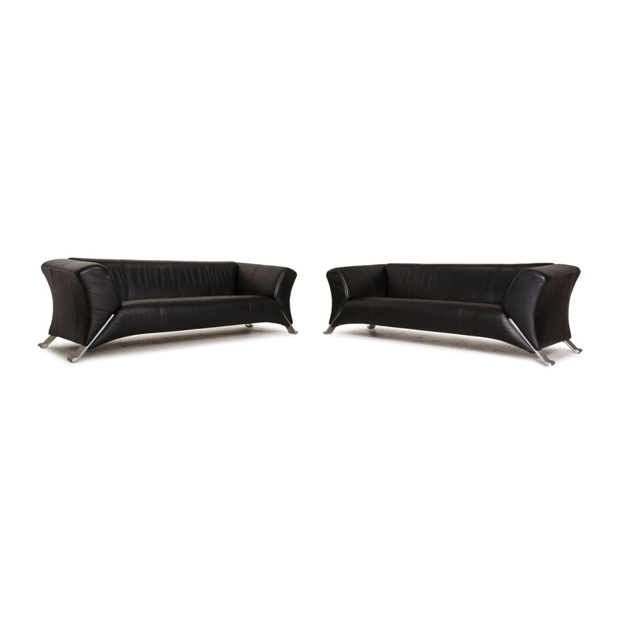 Rolf Benz 322 Leder Sofa Garnitur Schwarz 2xZweisitzer Couch