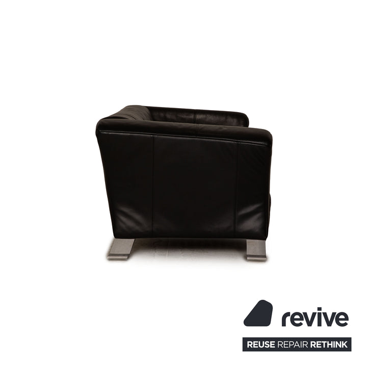 Rolf Benz 322 leather sofa set black three-seater couch