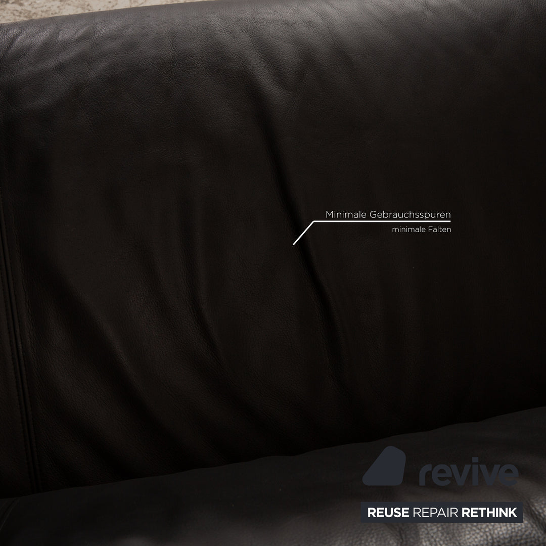 Rolf Benz 322 leather sofa set black three-seater couch