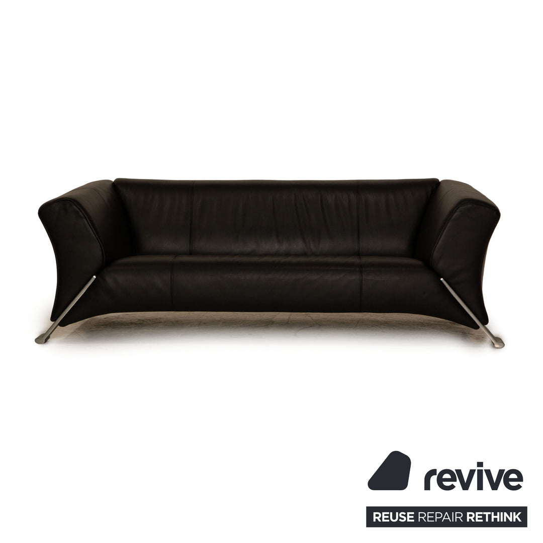 Rolf Benz 322 leather sofa set black three-seater two-seater couch