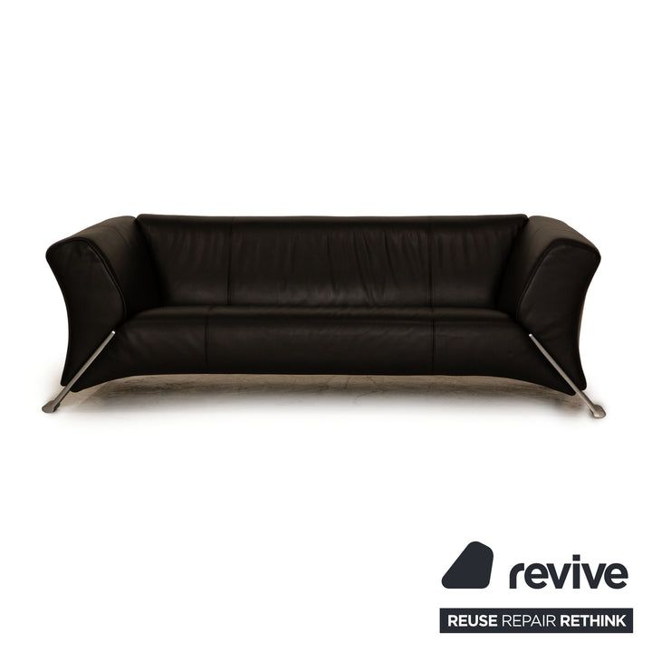 Rolf Benz 322 leather sofa set black three-seater two-seater couch