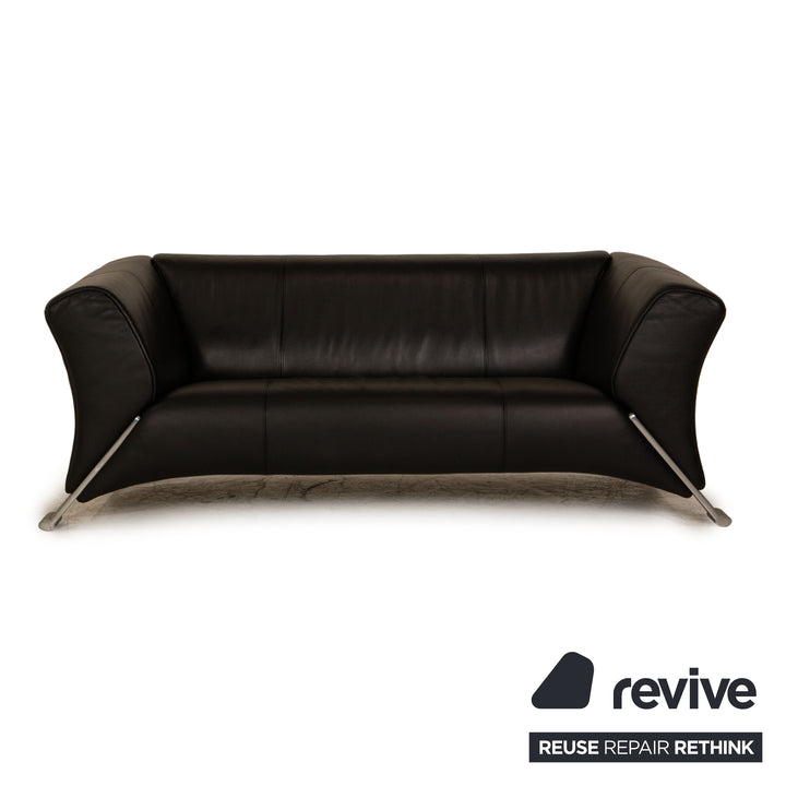 Rolf Benz 322 leather sofa set black three-seater two-seater couch
