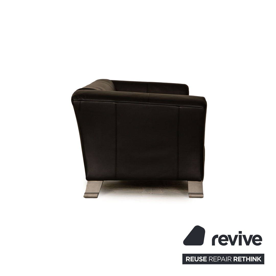 Rolf Benz 322 leather sofa set black three-seater two-seater couch