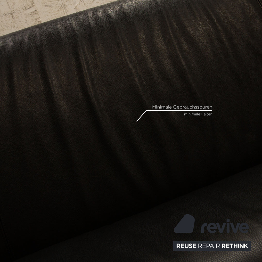 Rolf Benz 322 leather sofa set black three-seater two-seater couch