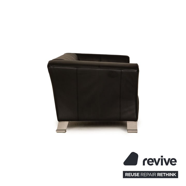 Rolf Benz 322 leather sofa set black three-seater two-seater couch