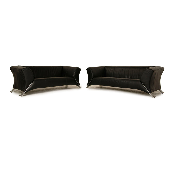 Rolf Benz 322 leather sofa set black three-seater two-seater couch