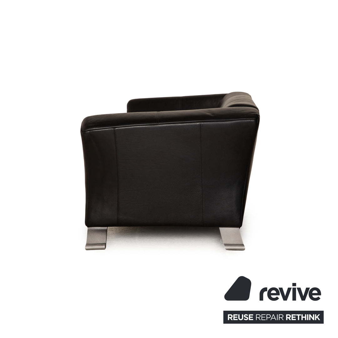 Rolf Benz 322 leather sofa set black two-seater armchair couch