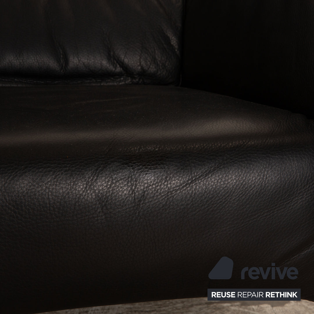 Rolf Benz 322 leather sofa set black two-seater armchair couch