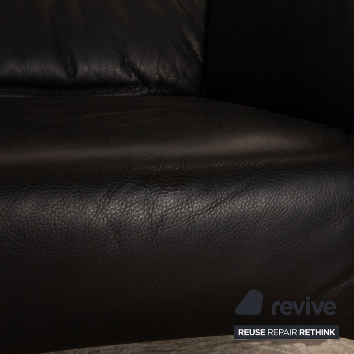 Rolf Benz 322 leather sofa set black two-seater armchair couch