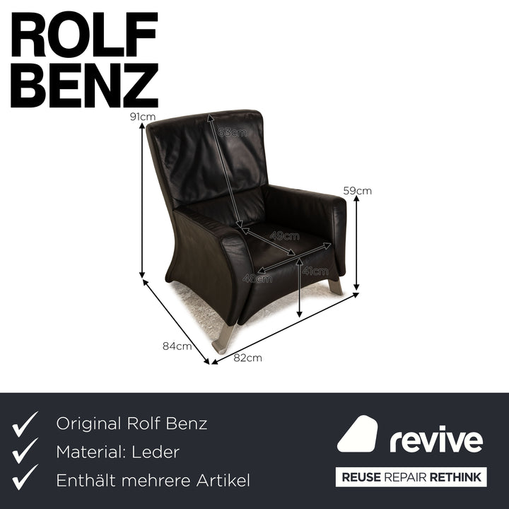 Rolf Benz 322 leather sofa set black two-seater armchair couch