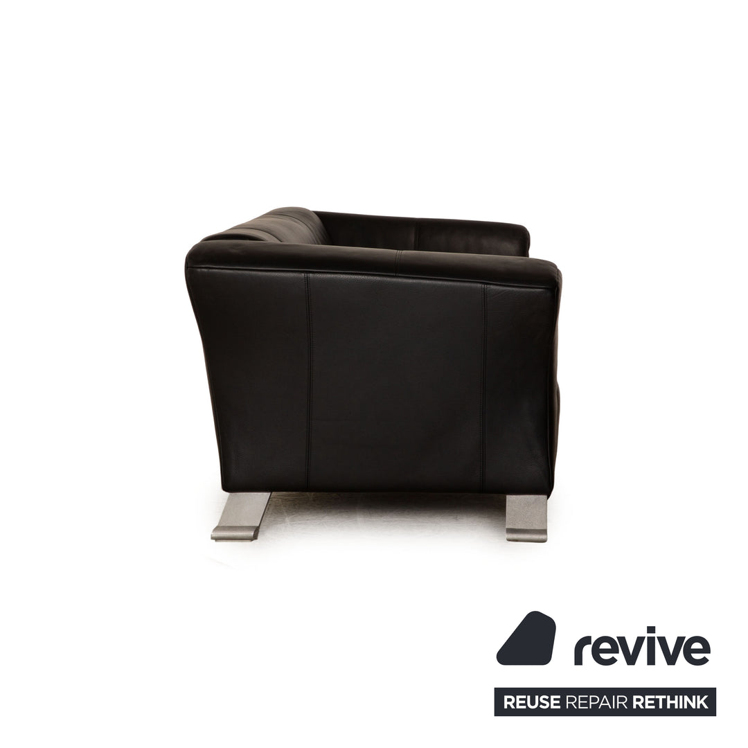 Rolf Benz 322 leather sofa set black two-seater armchair couch