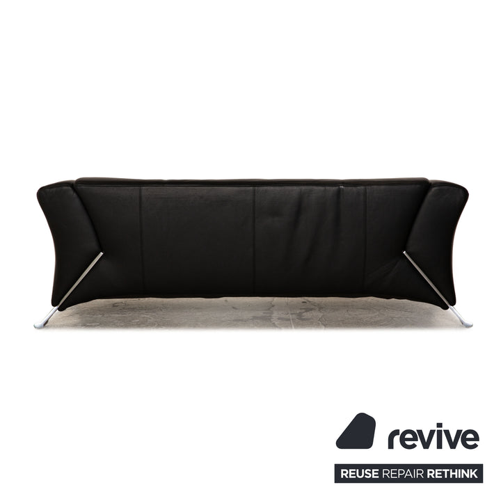 Rolf Benz 322 leather sofa set black two-seater armchair couch
