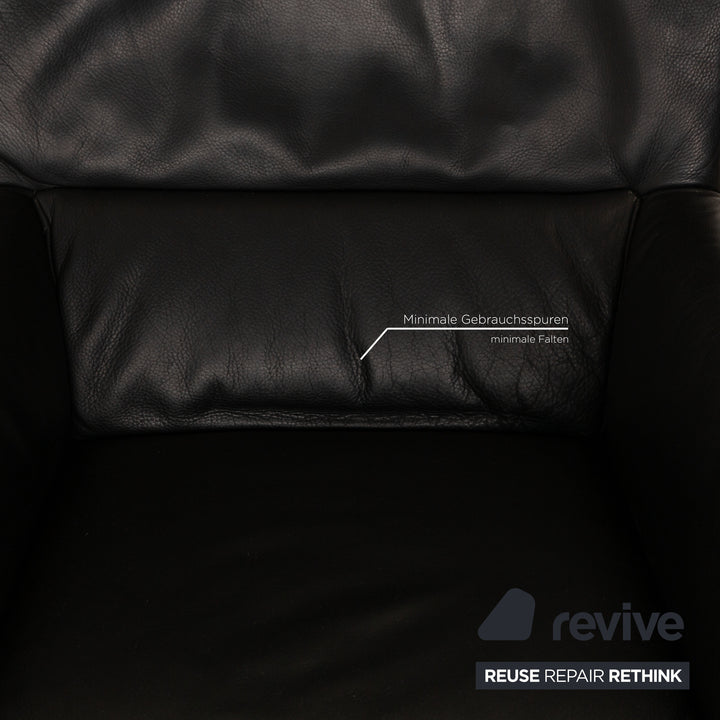 Rolf Benz 322 leather sofa set black two-seater armchair couch