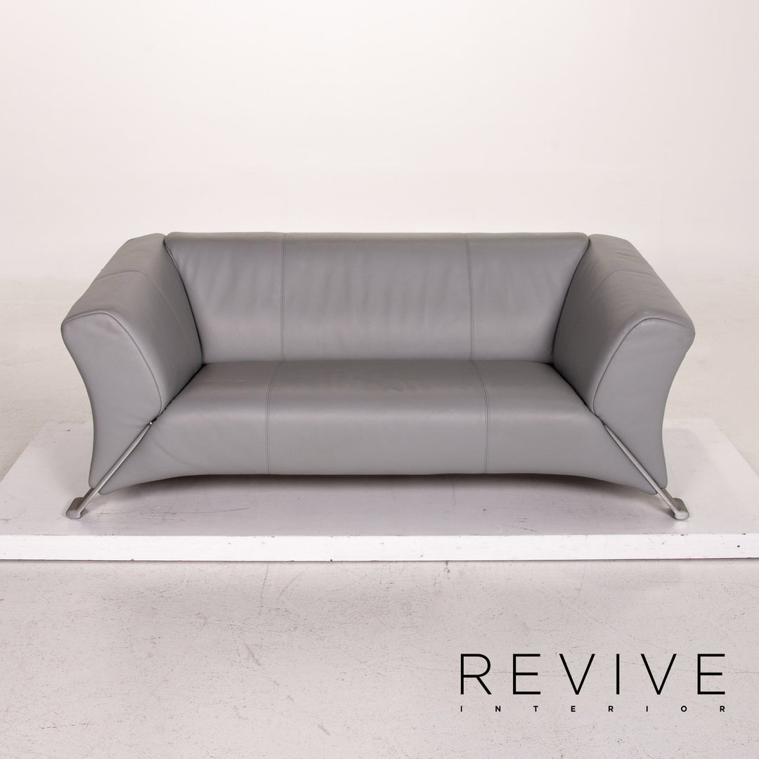 Rolf Benz 322 leather sofa gray two-seater couch #15418