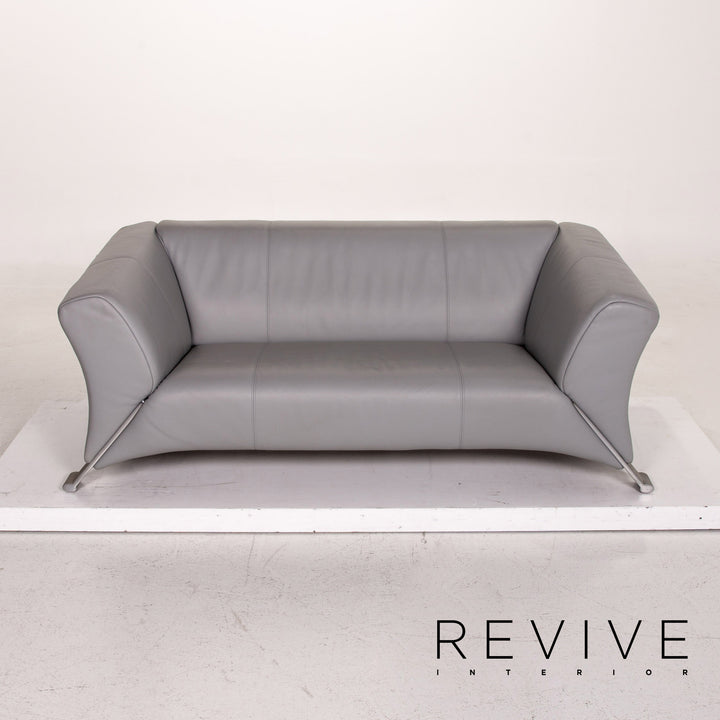Rolf Benz 322 leather sofa gray two-seater couch #15418
