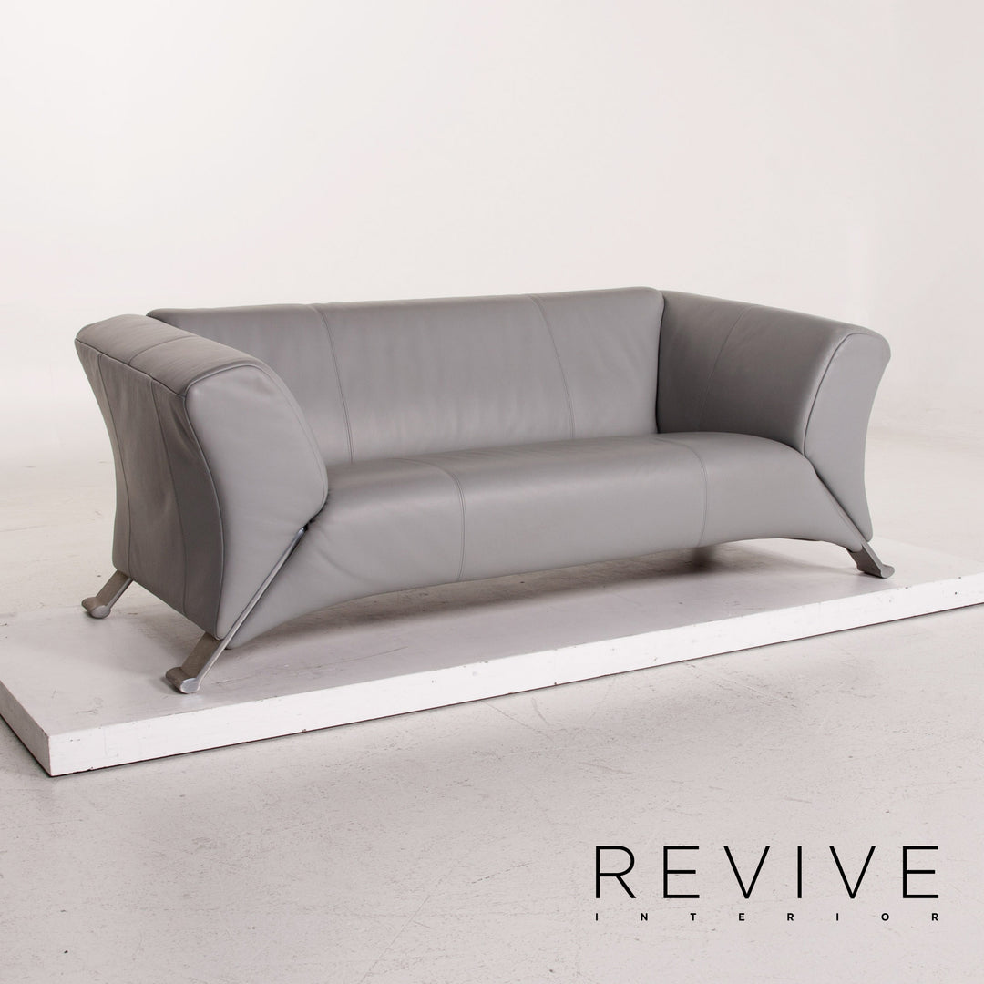 Rolf Benz 322 leather sofa gray two-seater couch #15418