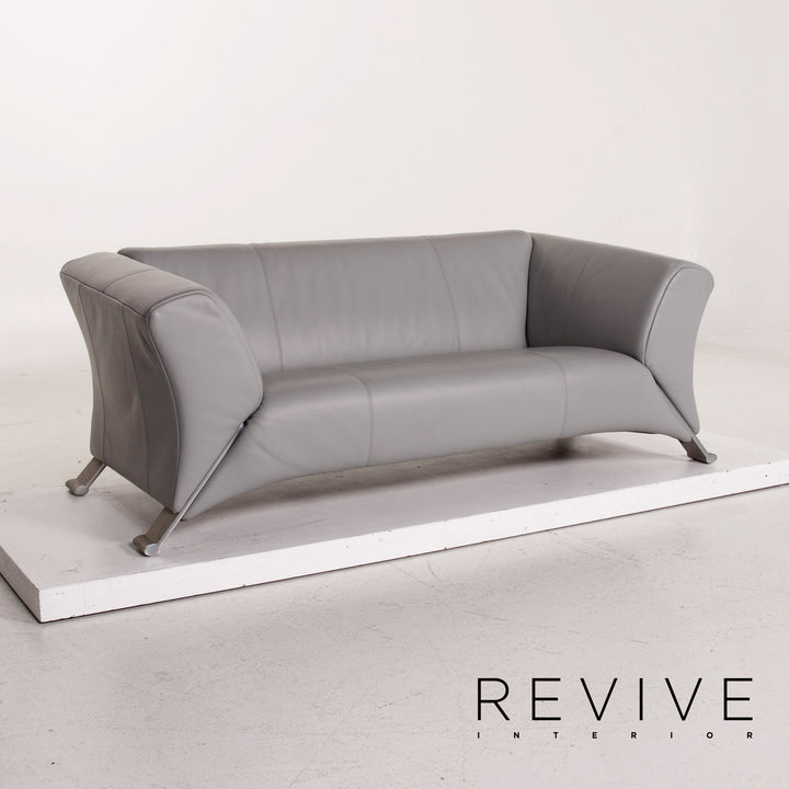 Rolf Benz 322 leather sofa gray two-seater couch #15418
