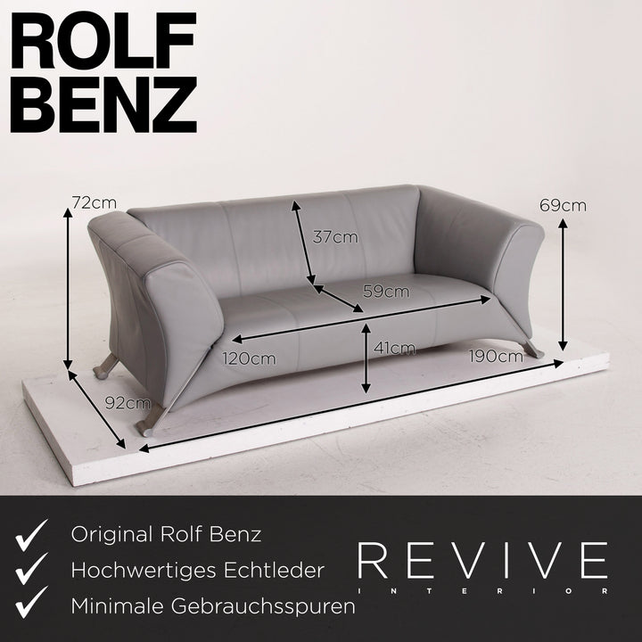 Rolf Benz 322 leather sofa gray two-seater couch #15418