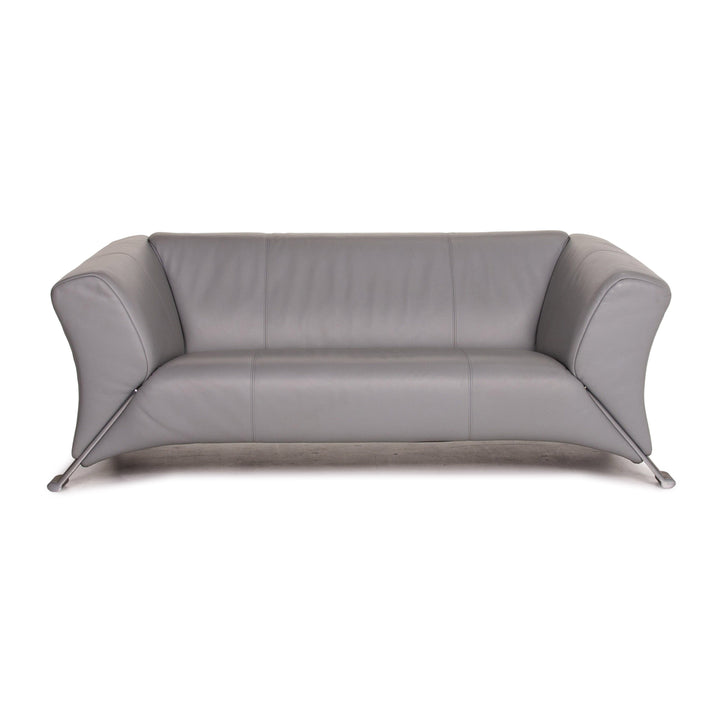 Rolf Benz 322 leather sofa gray two-seater couch #15418