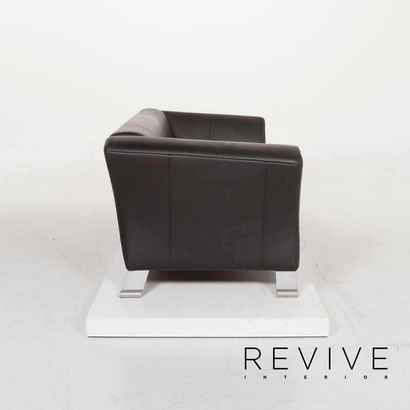 Rolf Benz 322 Leder Sofa Schwarz Dreisitzer 