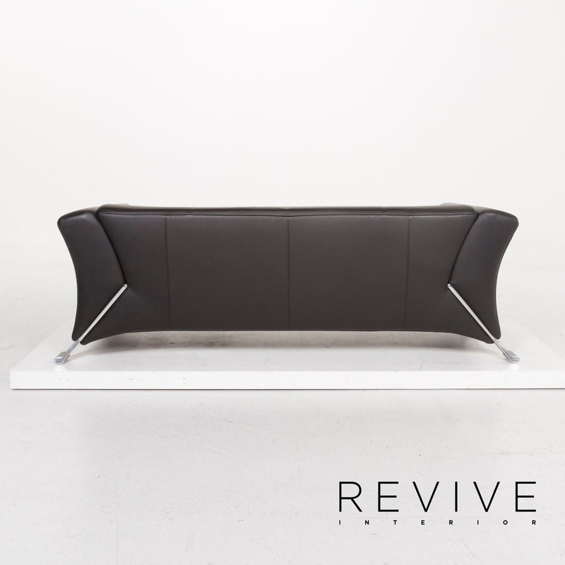 Rolf Benz 322 Leder Sofa Schwarz Dreisitzer 