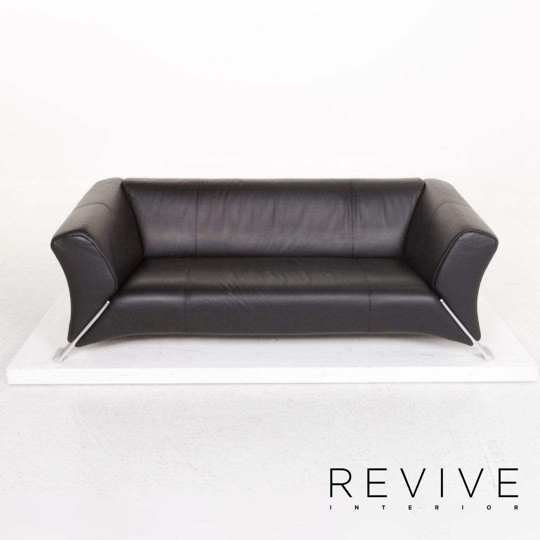Rolf Benz 322 Leder Sofa Schwarz Dreisitzer Couch #12967