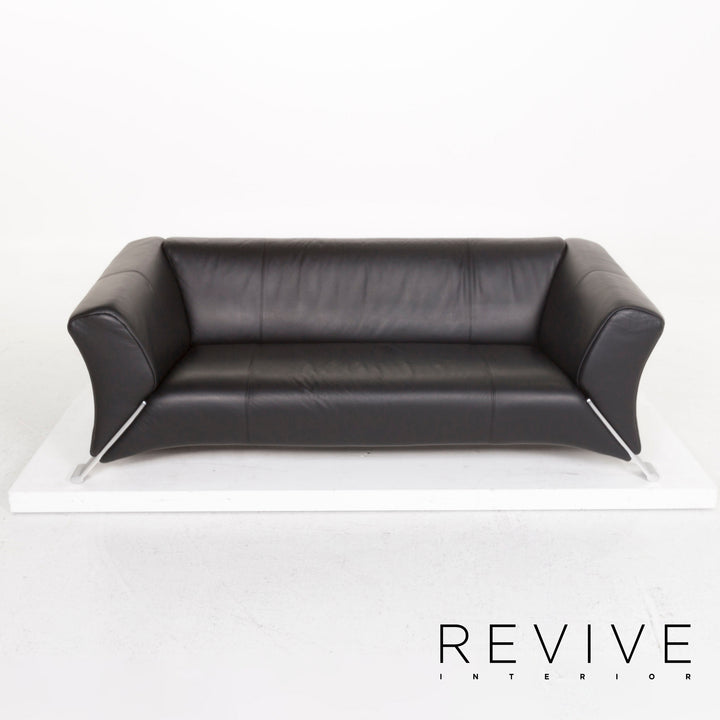 Rolf Benz 322 Leder Sofa Schwarz Dreisitzer Couch #12967