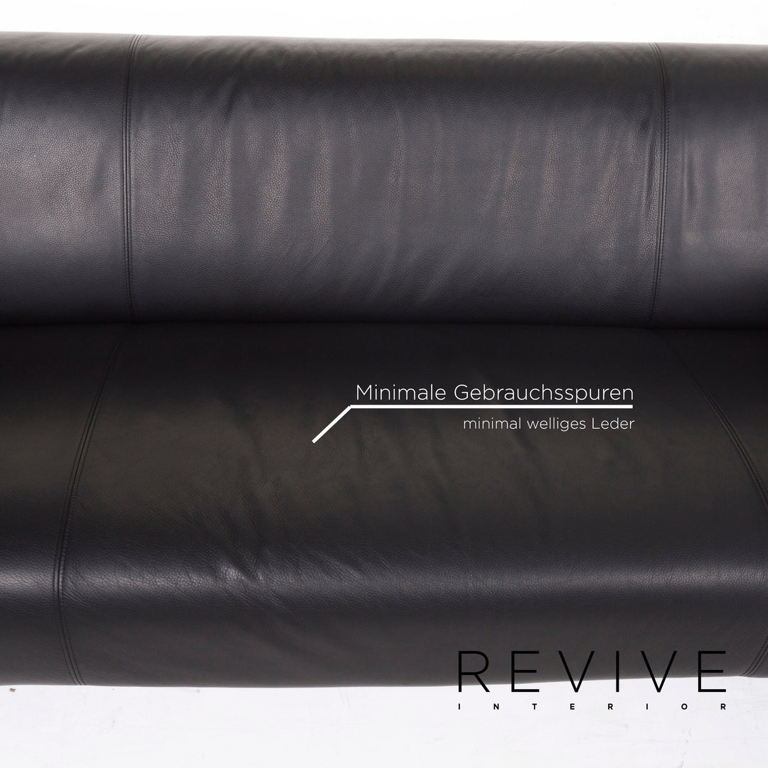 Rolf Benz 322 Leder Sofa Schwarz Dreisitzer Couch #12967