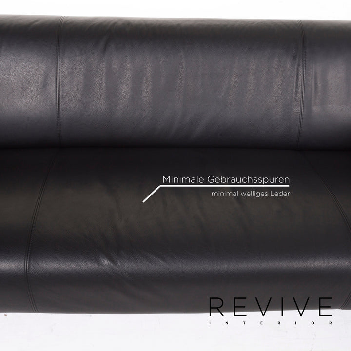 Rolf Benz 322 Leder Sofa Schwarz Dreisitzer Couch #12967