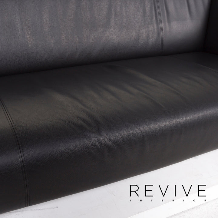 Rolf Benz 322 Leder Sofa Schwarz Dreisitzer Couch #12967