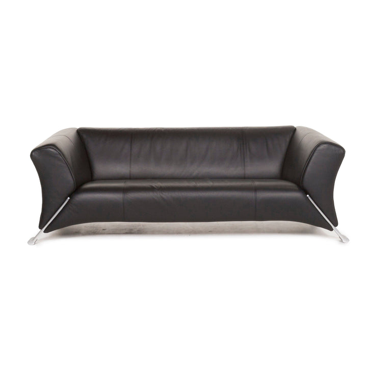 Rolf Benz 322 Leder Sofa Schwarz Dreisitzer Couch #12967