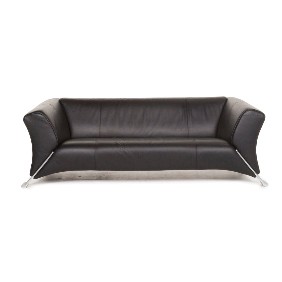 Rolf Benz 322 Leder Sofa Schwarz Dreisitzer Couch #12967