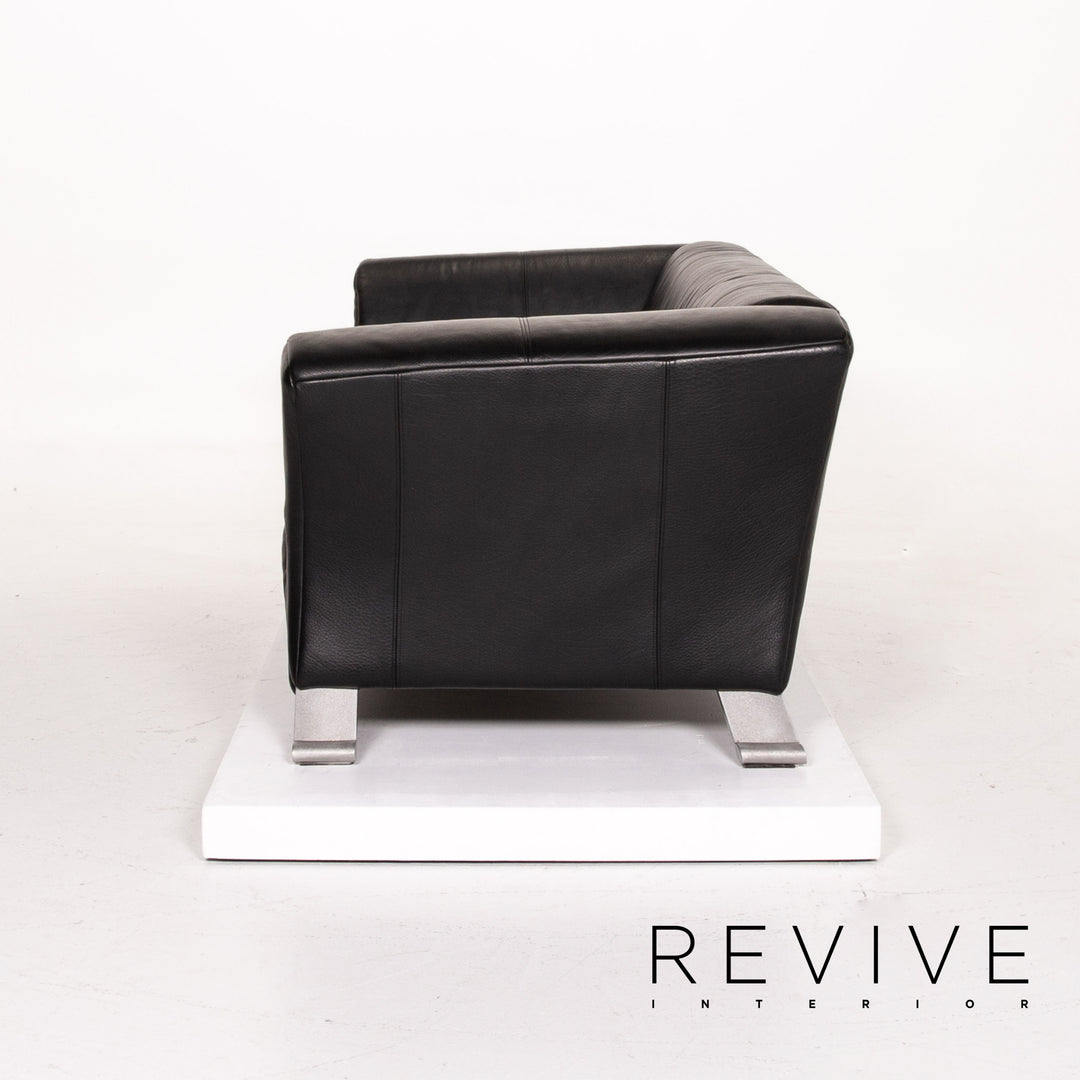 Rolf Benz 322 Leather Sofa Black Three Seater Couch #13985