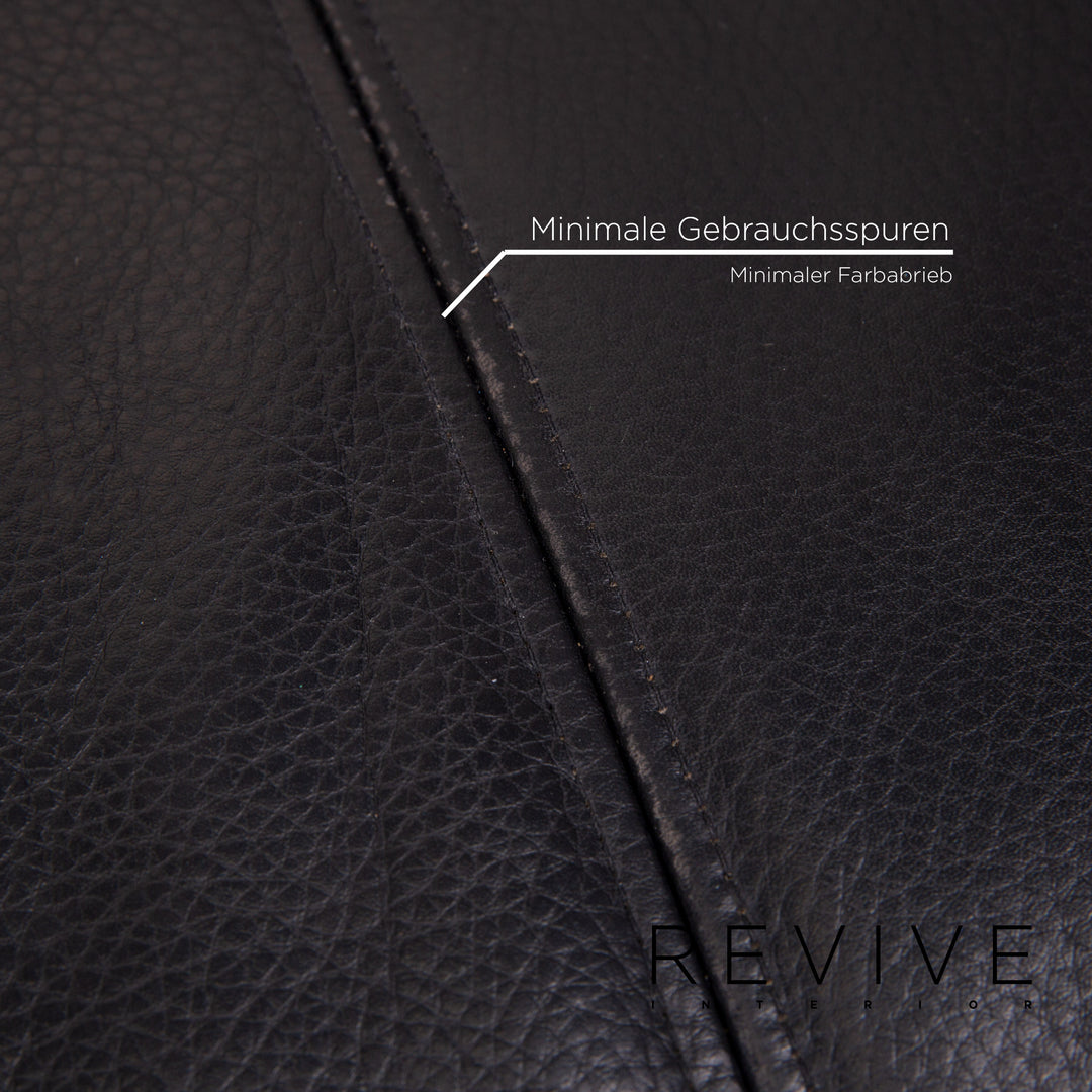 Rolf Benz 322 Leather Sofa Black Three Seater Couch #13985