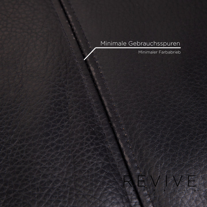 Rolf Benz 322 Leather Sofa Black Three Seater Couch #13985